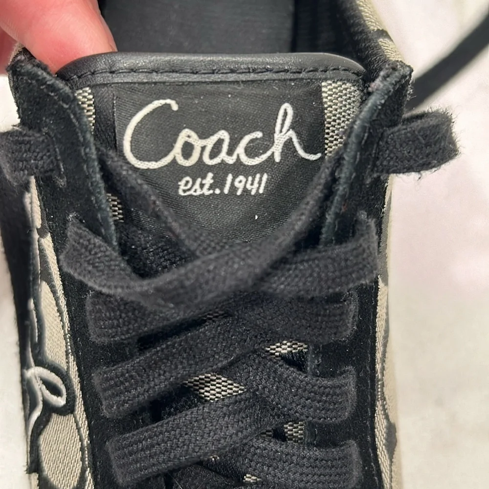 Coach Devin Black Signature Suede Canvas Embroidered Sneakers 8.5 - Picture 14 of 16